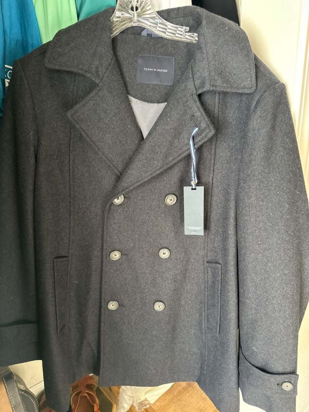 Tommy Hilfiger Wool Blend Peacoat Dark Gray Men’s Large
